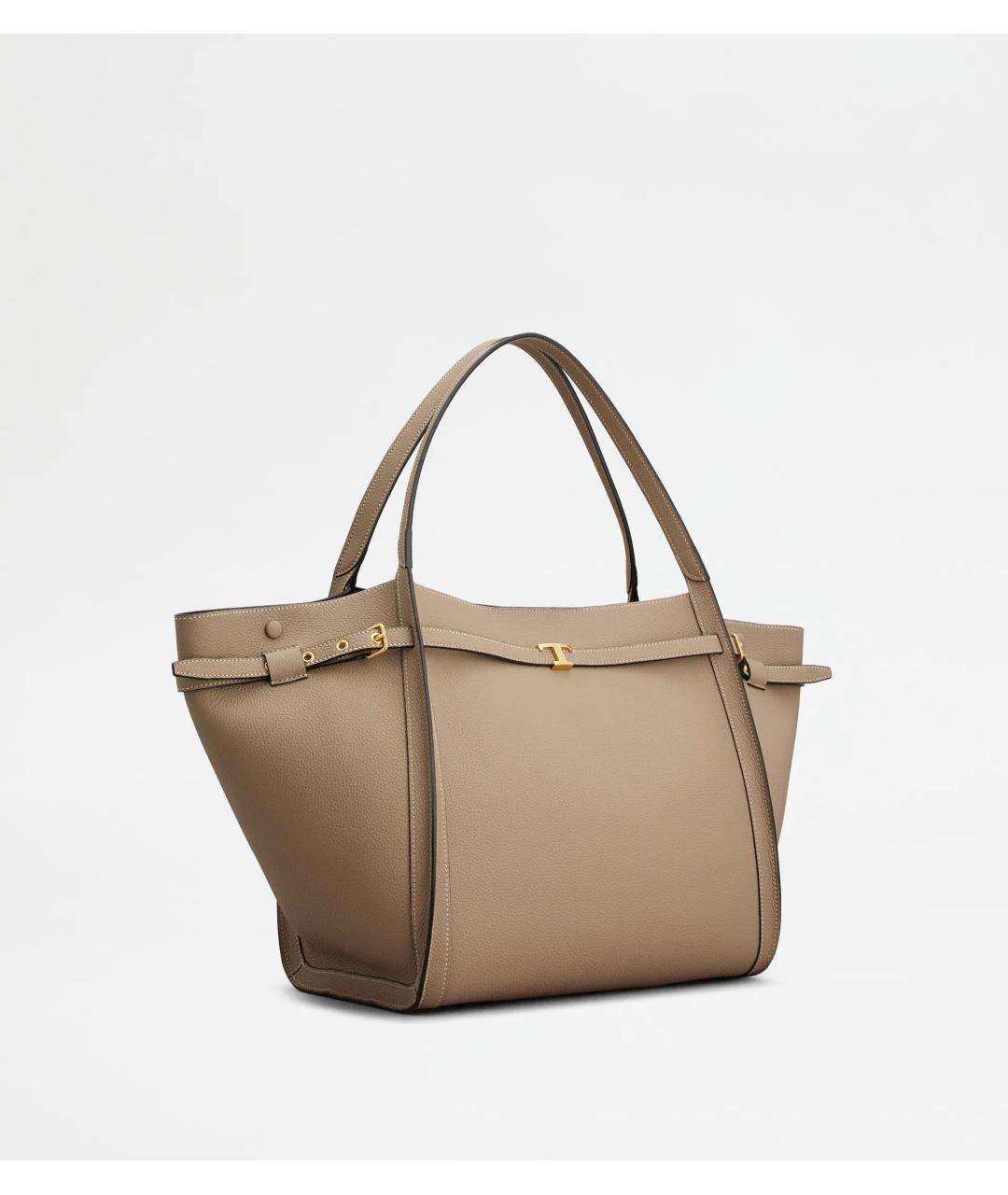 TOD'S Бежевая кожаная сумка с короткими ручками, фото 3