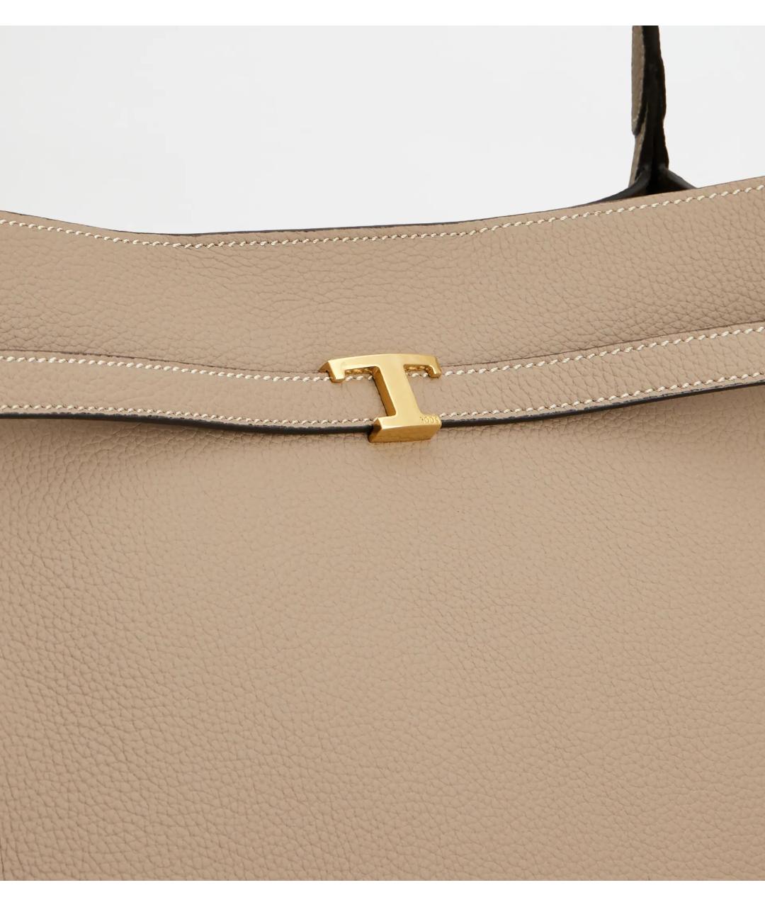 TOD'S Бежевая кожаная сумка с короткими ручками, фото 6
