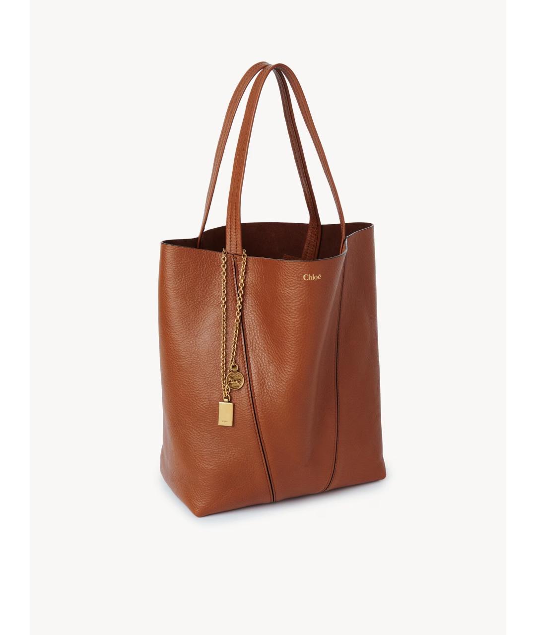 CHLOE Коричневая кожаная сумка с короткими ручками, фото 2