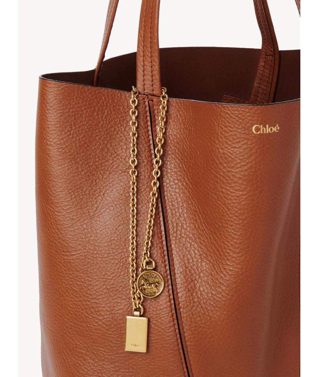 CHLOE Коричневая кожаная сумка с короткими ручками, фото 3