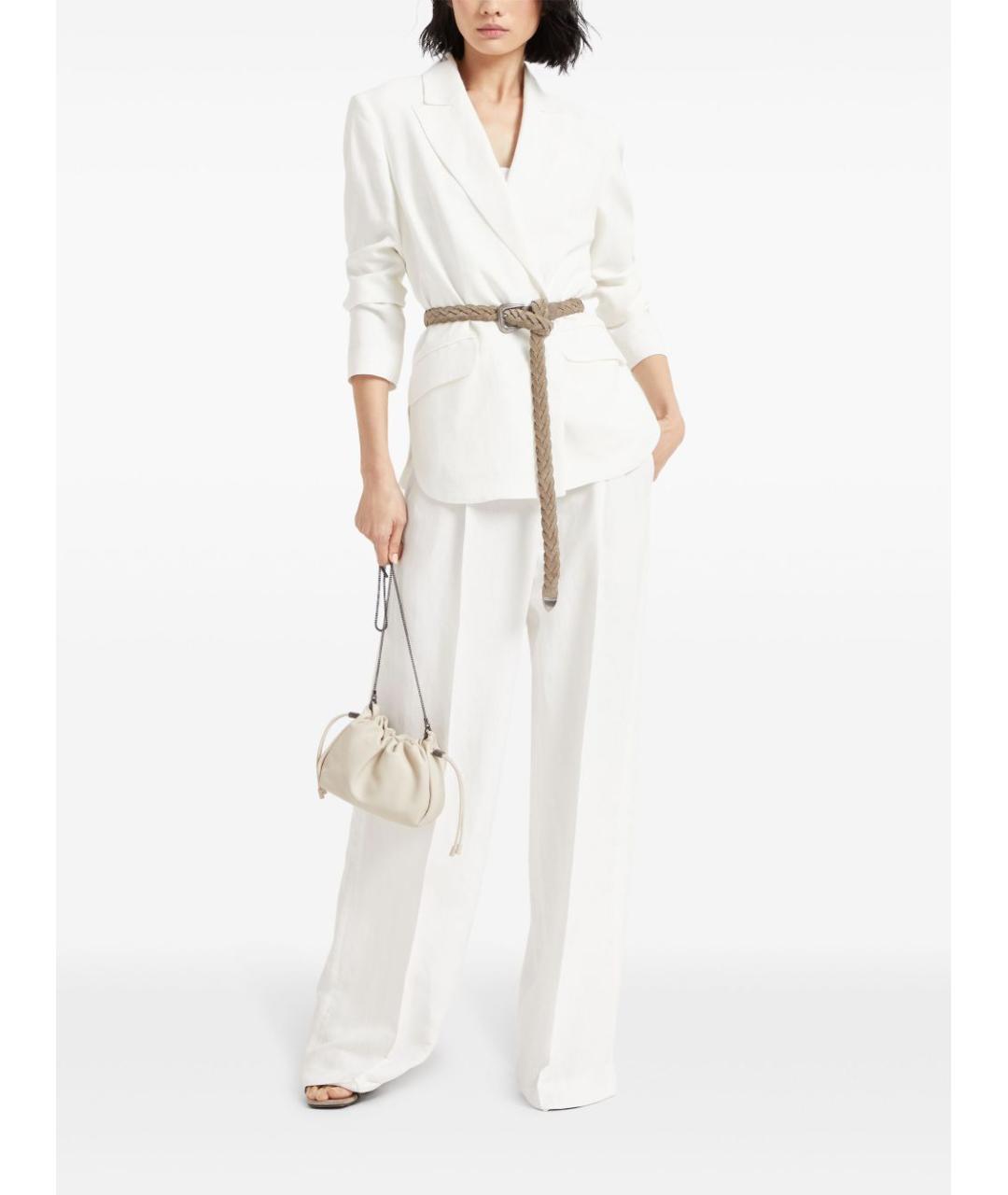 BRUNELLO CUCINELLI Белые вискозные прямые брюки, фото 2