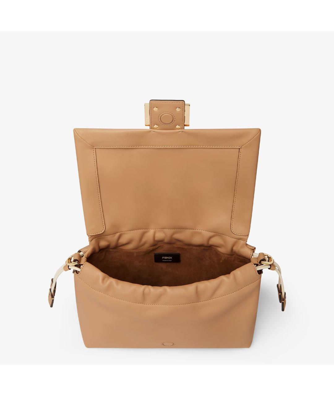 FENDI Бежевая кожаная сумка через плечо, фото 4