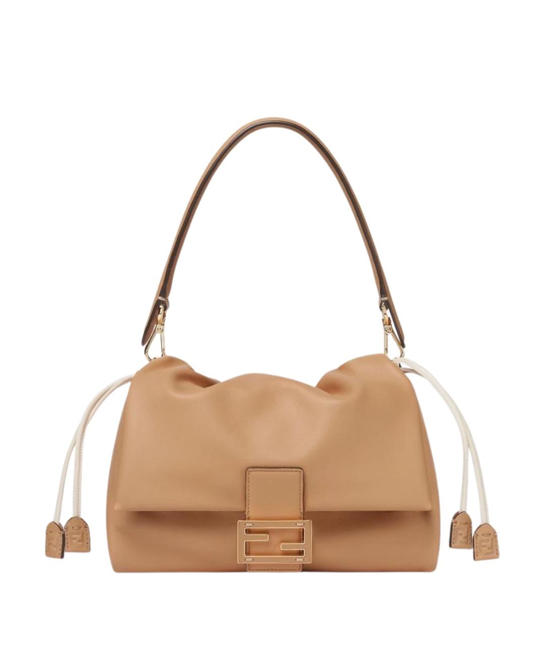 FENDI Бежевая кожаная сумка через плечо, фото 1