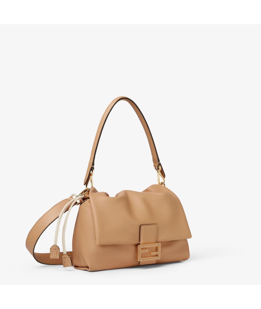 FENDI Бежевая кожаная сумка через плечо, фото 2