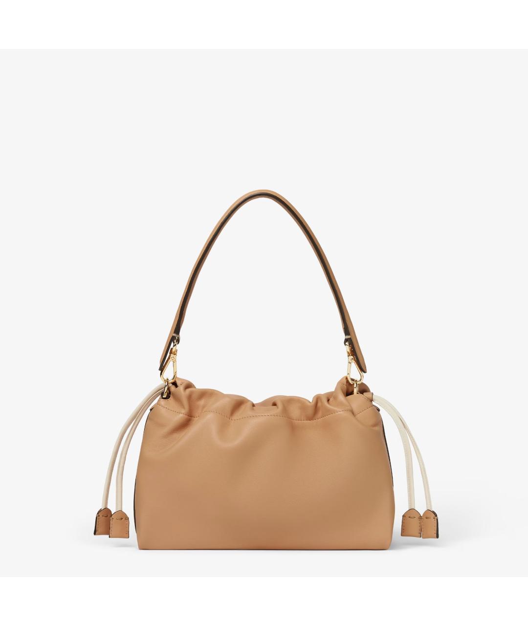 FENDI Бежевая кожаная сумка через плечо, фото 3