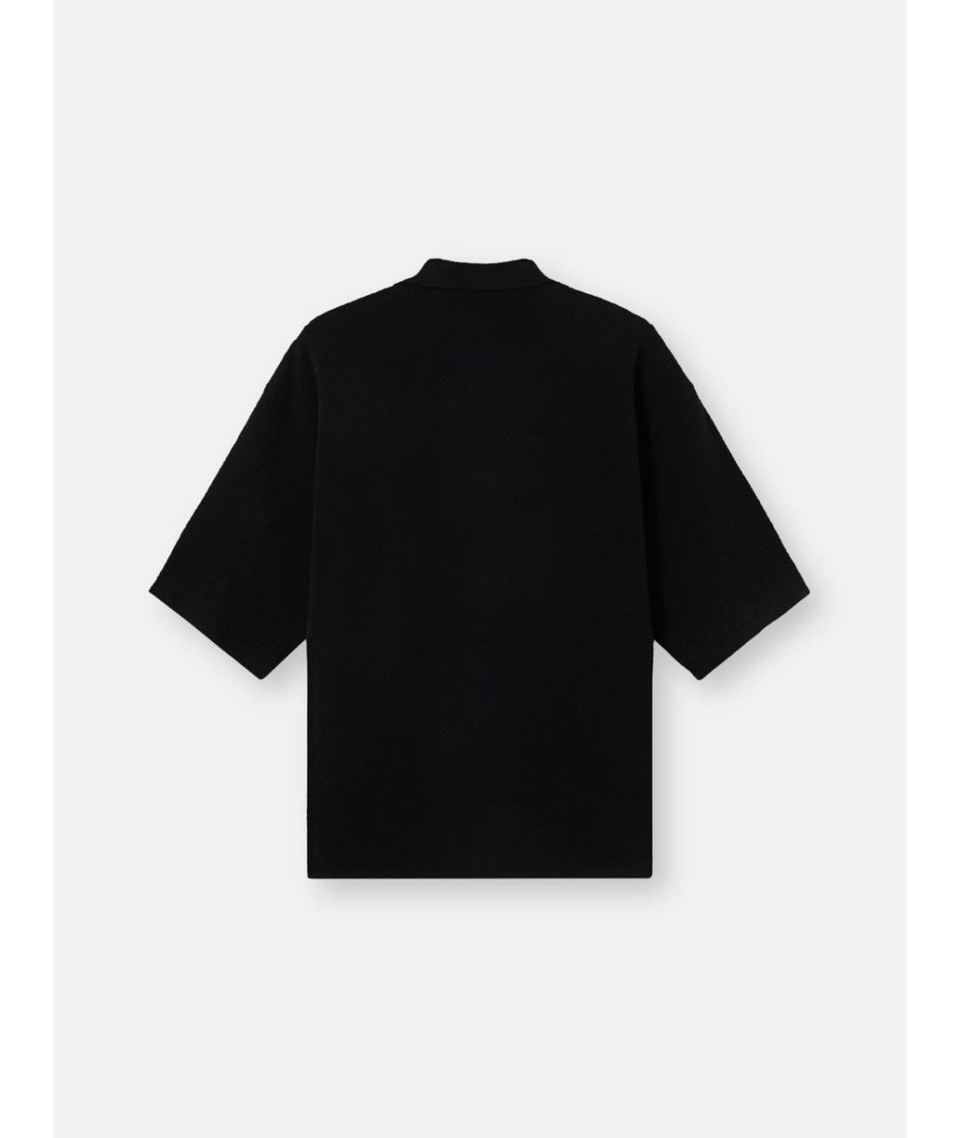 STONE ISLAND Черное хлопковое поло с коротким рукавом, фото 2