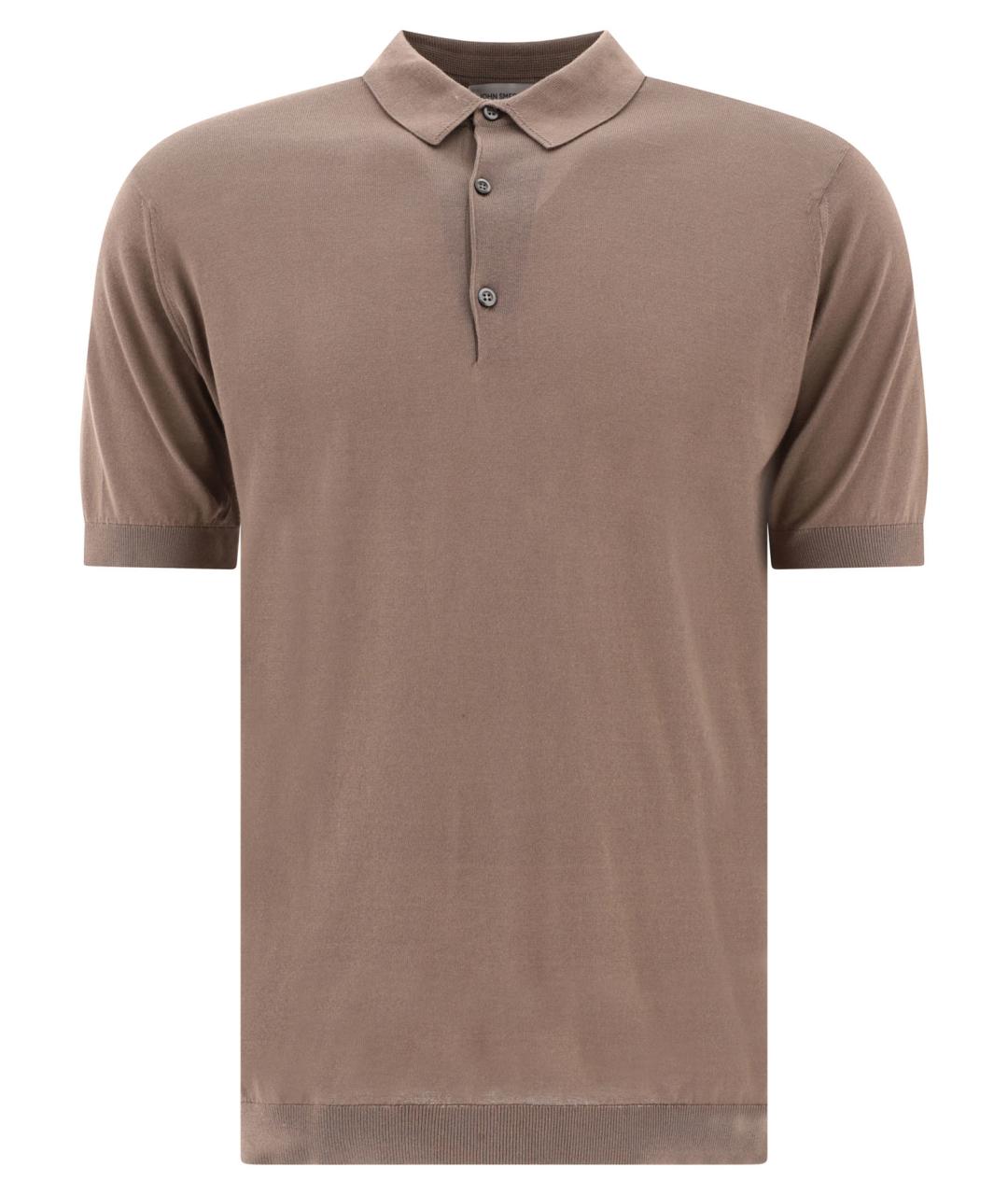 JOHN SMEDLEY Бежевое хлопковое поло с коротким рукавом, фото 1