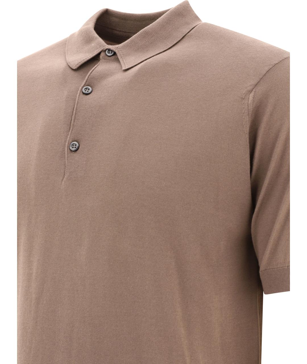 JOHN SMEDLEY Бежевое хлопковое поло с коротким рукавом, фото 4