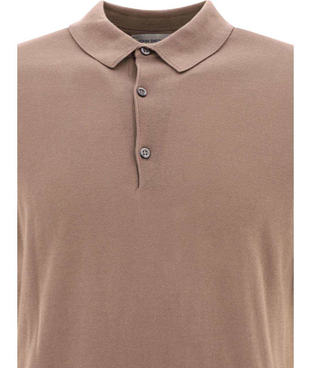 JOHN SMEDLEY Бежевое хлопковое поло с коротким рукавом, фото 3