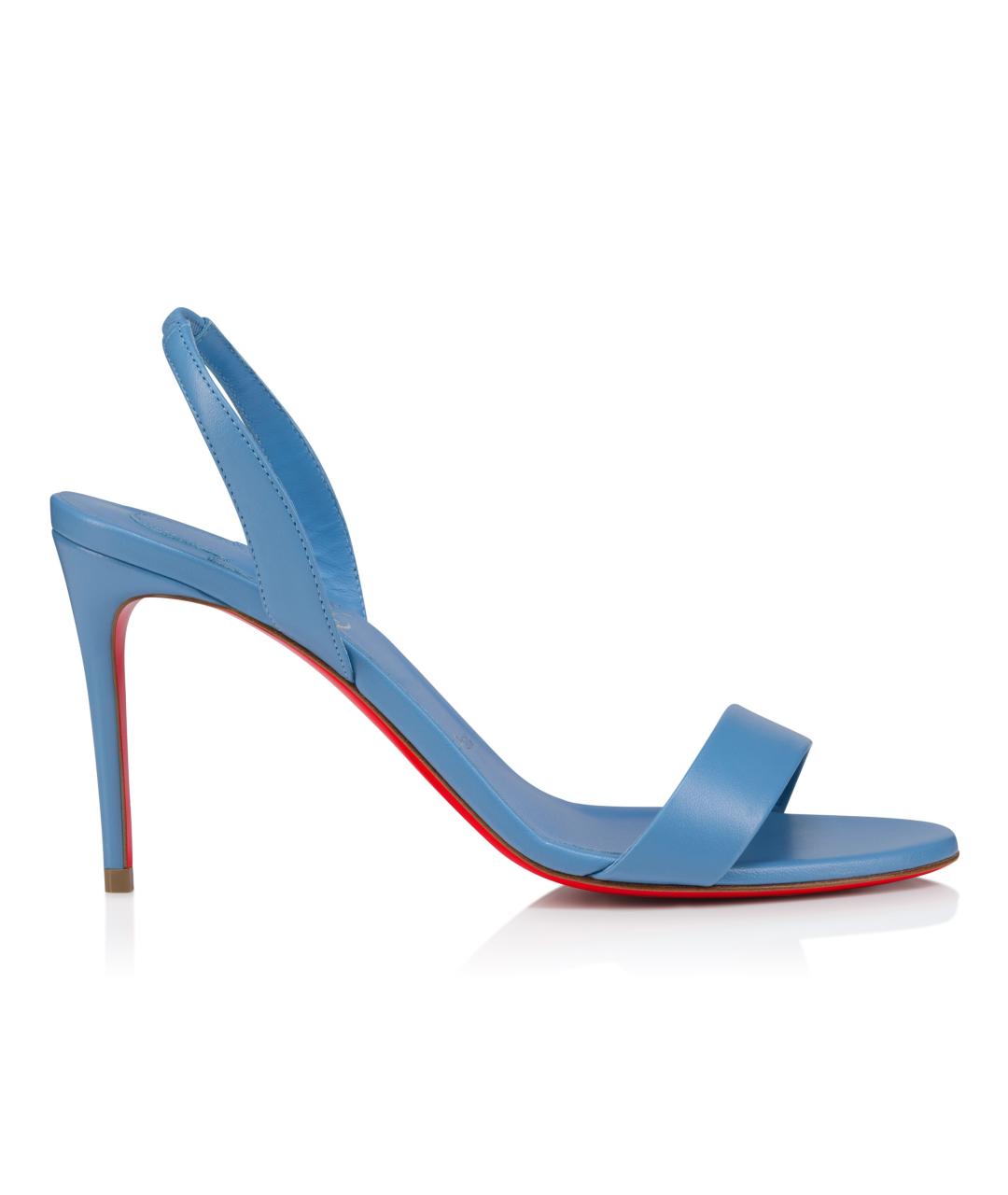 CHRISTIAN LOUBOUTIN Голубые кожаные босоножки, фото 1