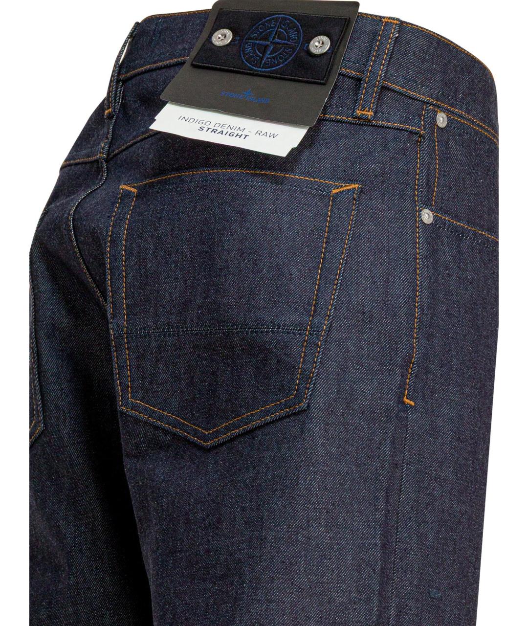 STONE ISLAND Синие хлопковые прямые джинсы, фото 4