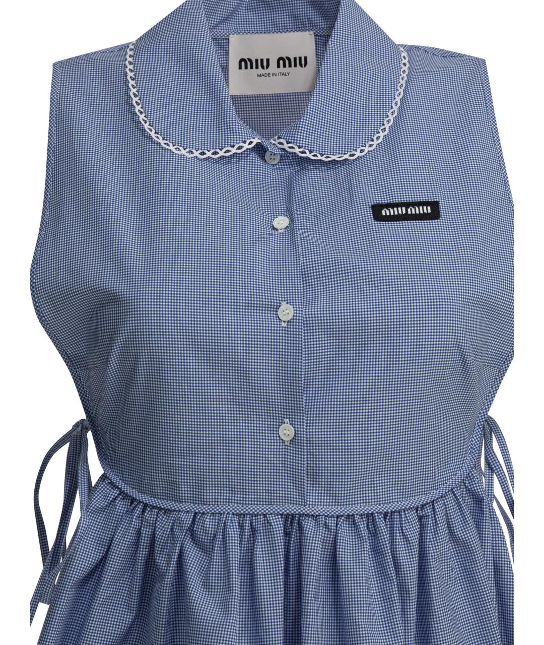 MIU MIU Голубое хлопковое повседневное платье, фото 3