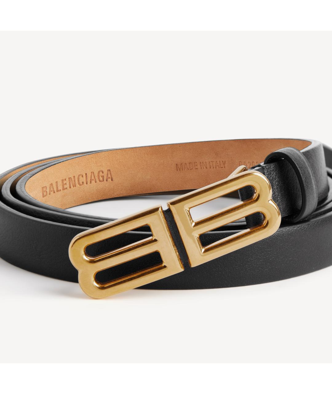BALENCIAGA Черный кожаный ремень, фото 3