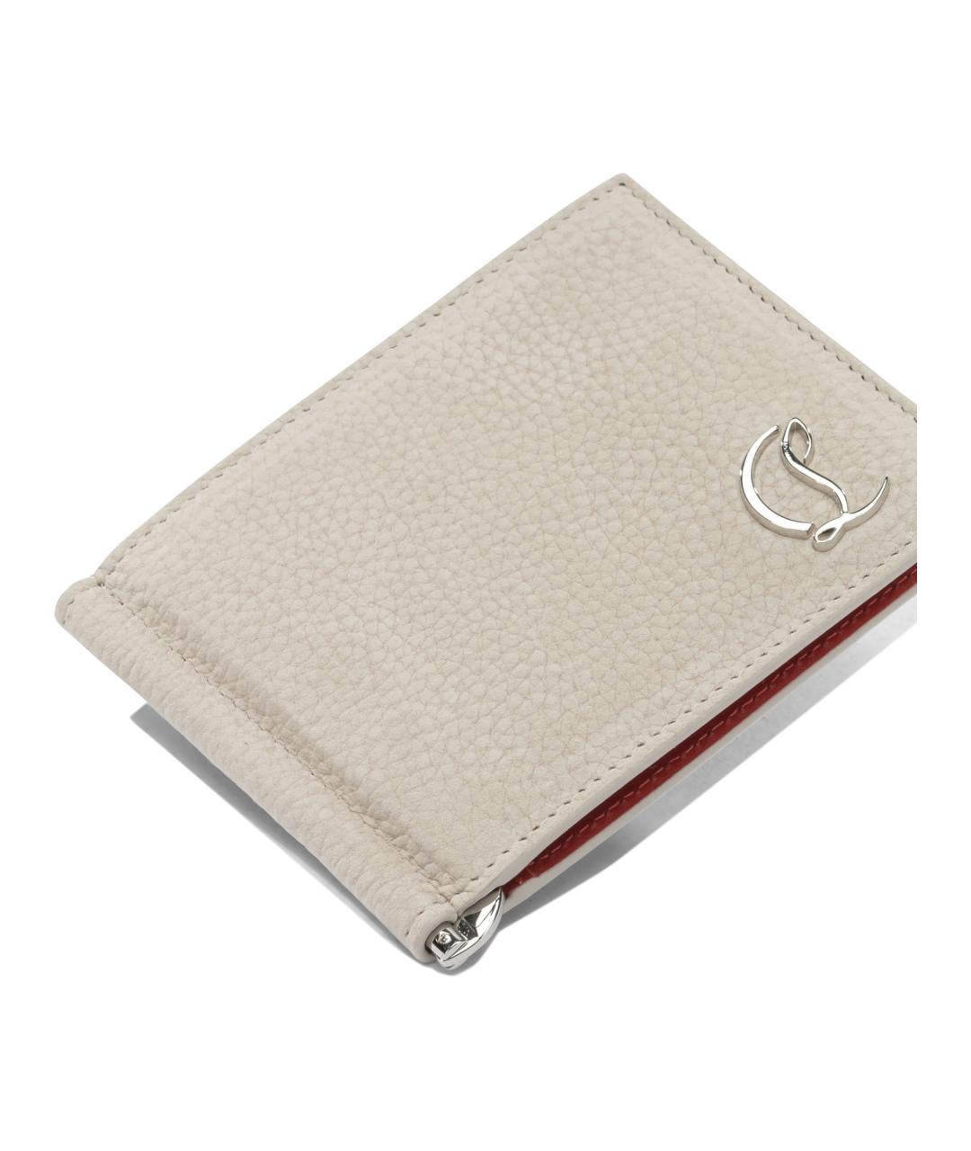 CHRISTIAN LOUBOUTIN Бежевый кожаный кошелек, фото 4