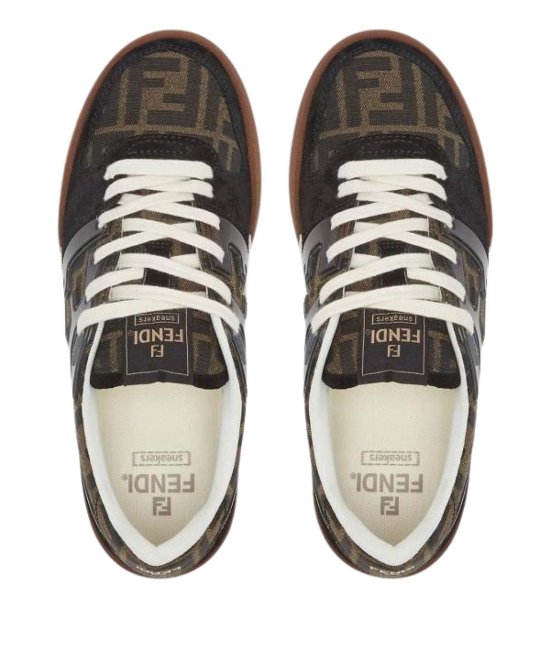 FENDI Черные кожаные кроссовки, фото 2