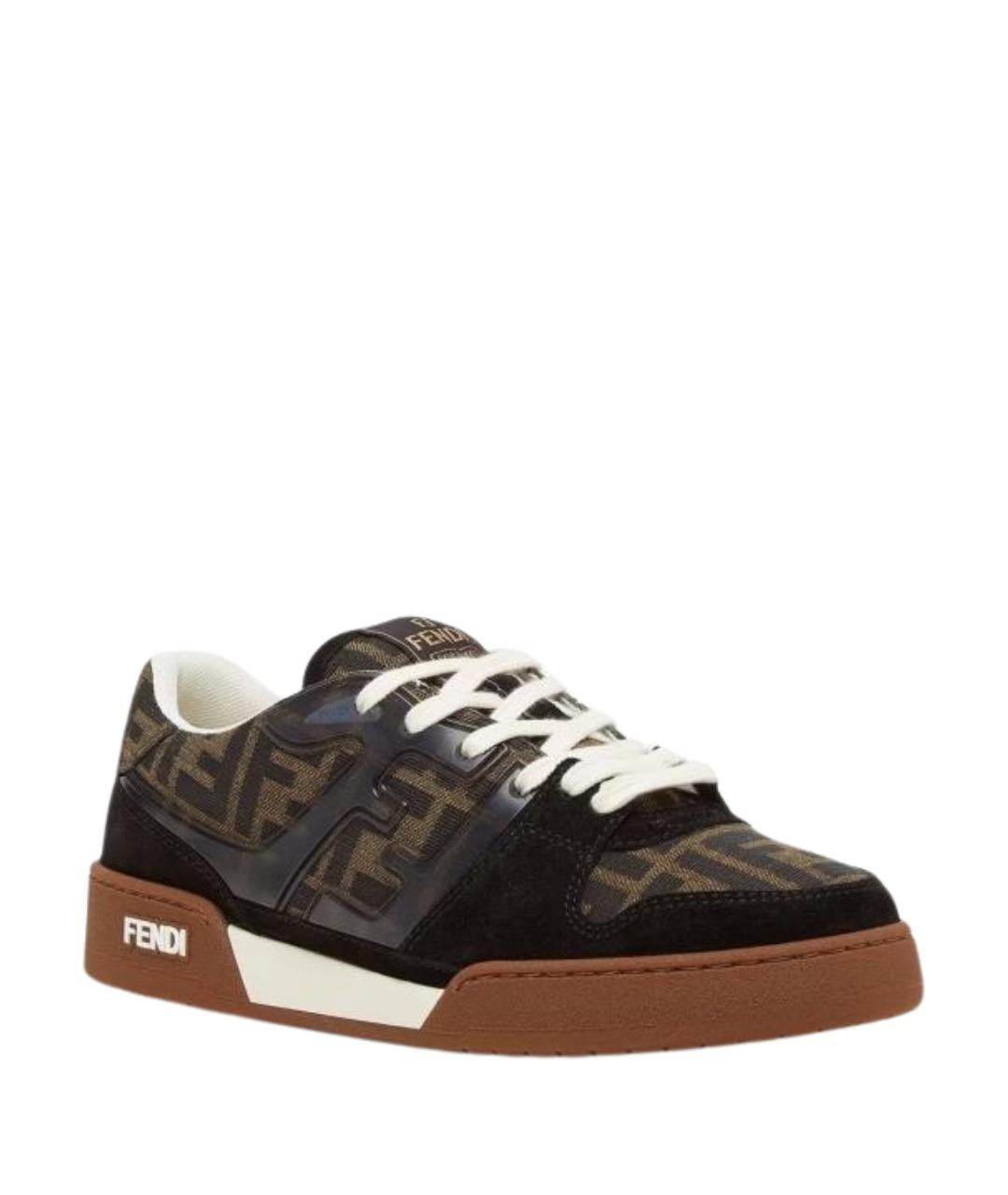 FENDI Черные кожаные кроссовки, фото 3