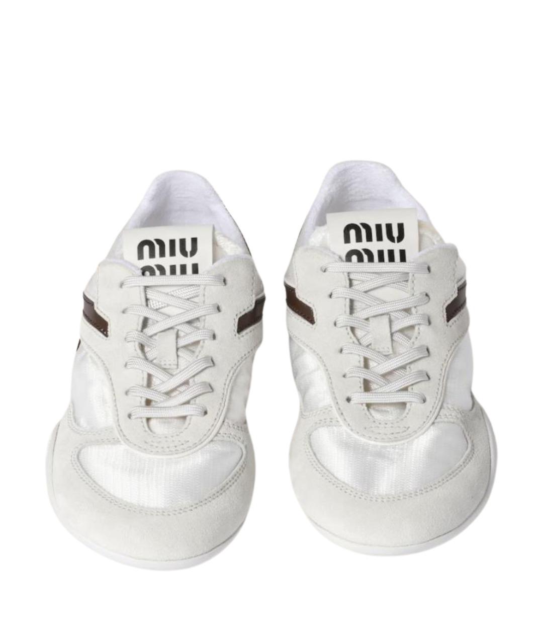 MIU MIU Белые кожаные кроссовки, фото 3