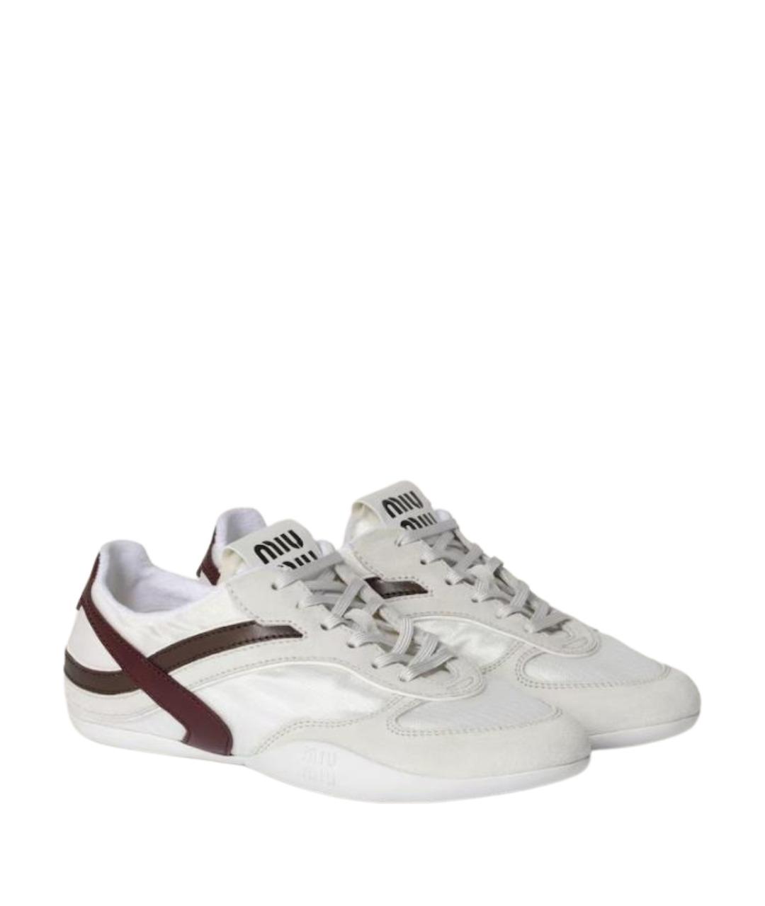 MIU MIU Белые кожаные кроссовки, фото 4