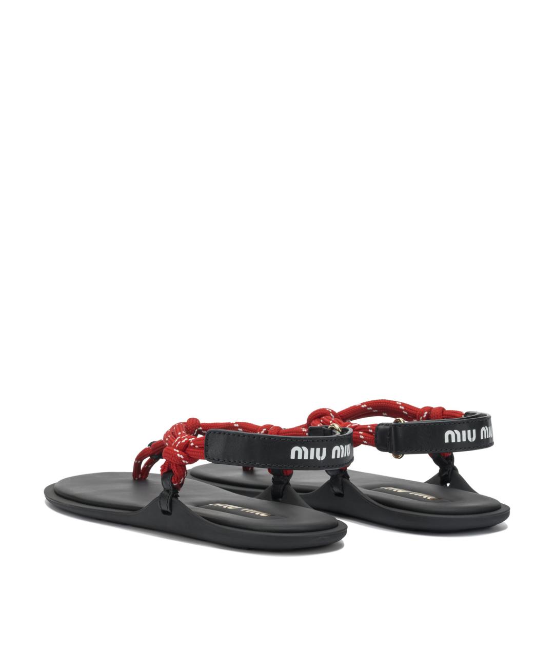 MIU MIU Красные синтетические сандалии, фото 4