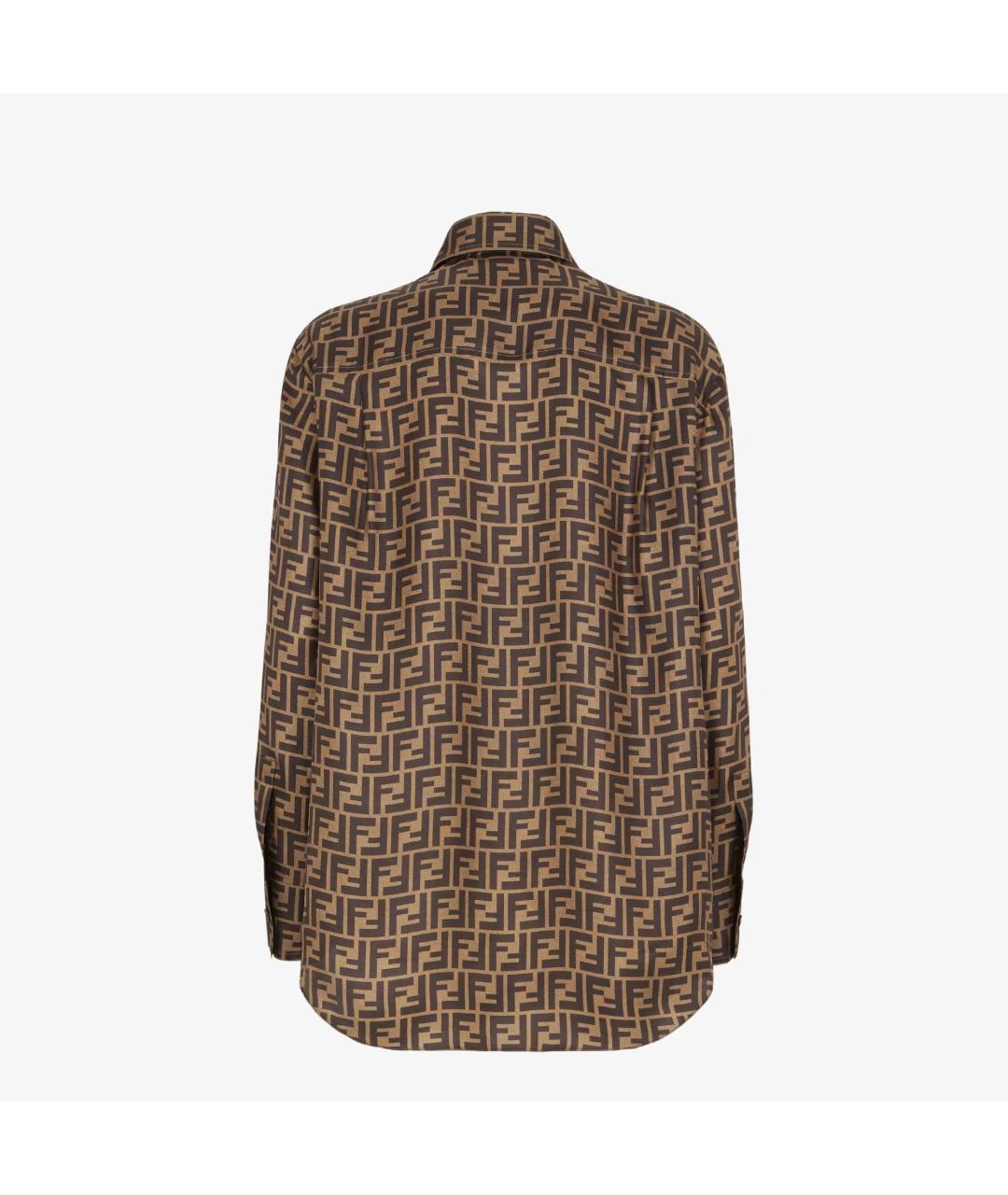FENDI Коричневая шелковая рубашка, фото 2