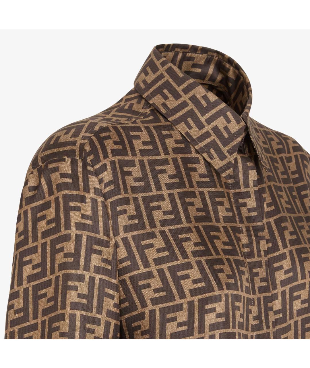 FENDI Коричневая шелковая рубашка, фото 3