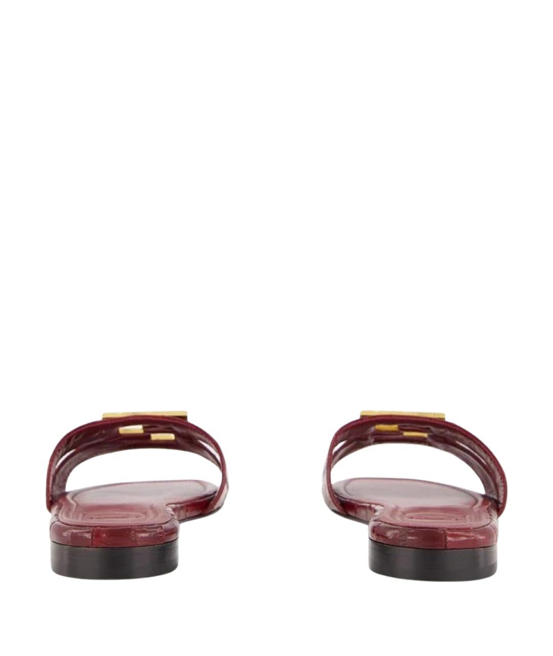 FENDI Бордовые кожаные сандалии, фото 3