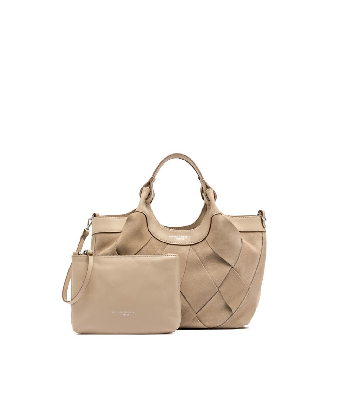 Gianni Chiarini Бежевая кожаная сумка с короткими ручками, фото 4