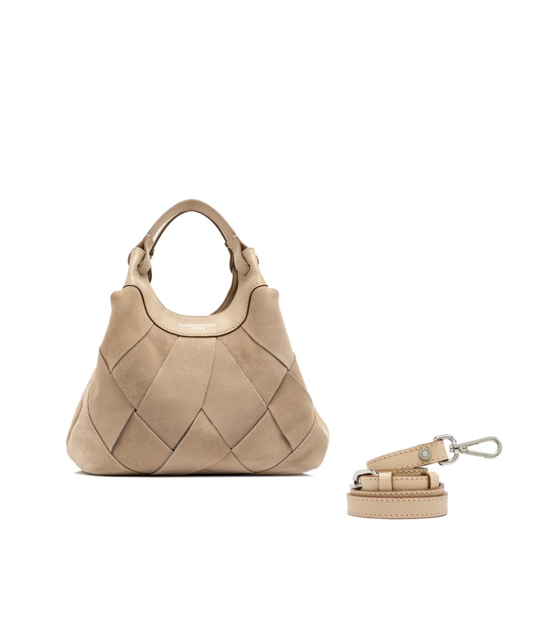 Gianni Chiarini Бежевая кожаная сумка с короткими ручками, фото 5