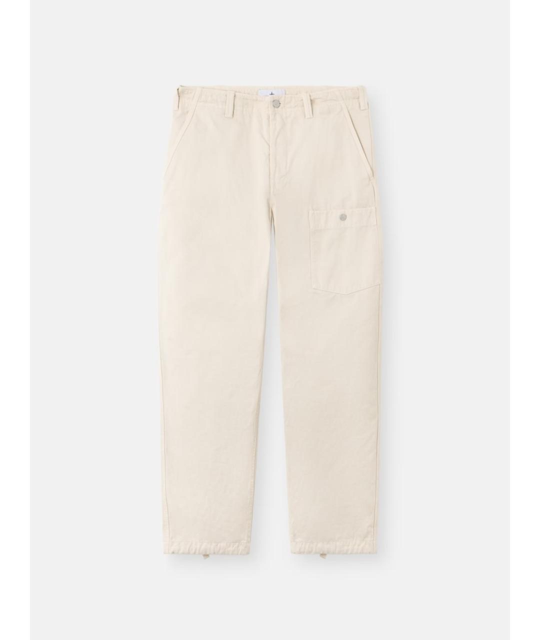 STONE ISLAND Белые хлопковые повседневные брюки, фото 1