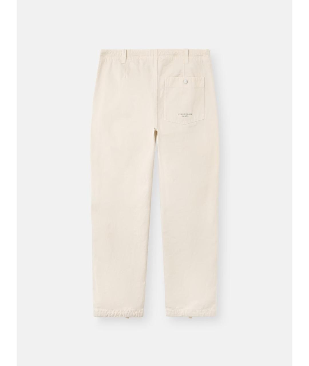 STONE ISLAND Белые хлопковые повседневные брюки, фото 2
