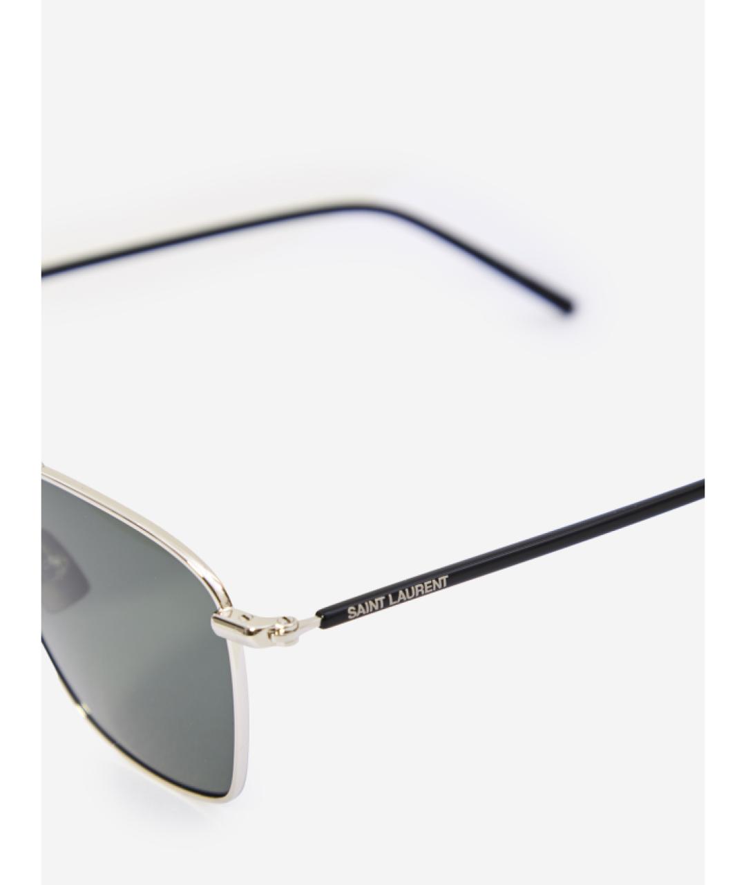 SAINT LAURENT Черные металлические солнцезащитные очки, фото 3