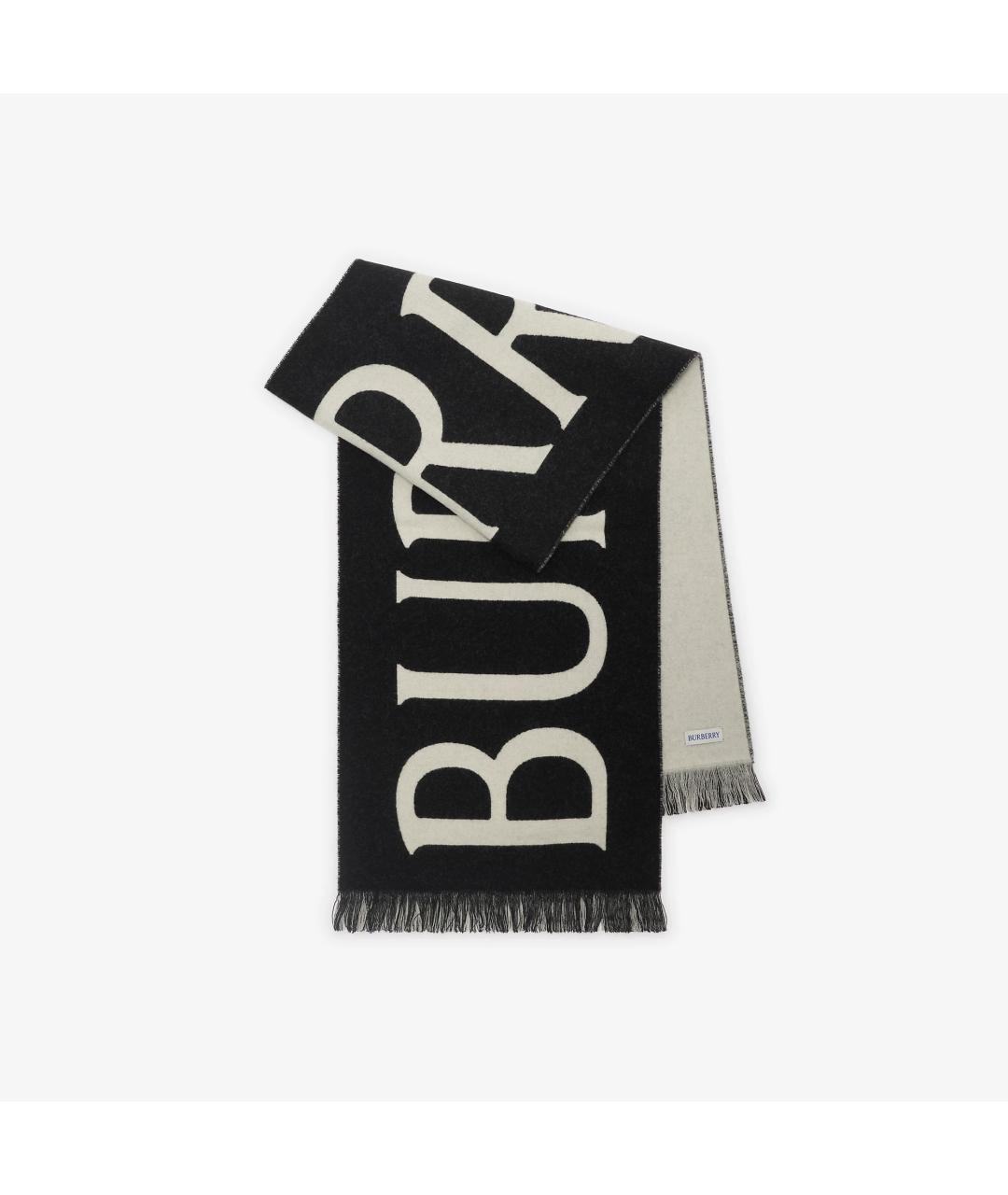 BURBERRY Черный шерстяной шарф, фото 1