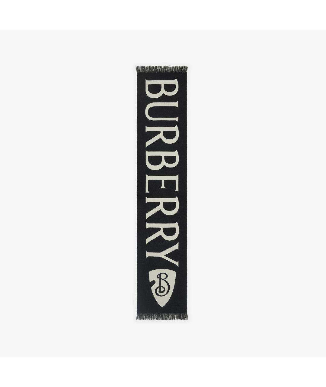 BURBERRY Черный шерстяной шарф, фото 2