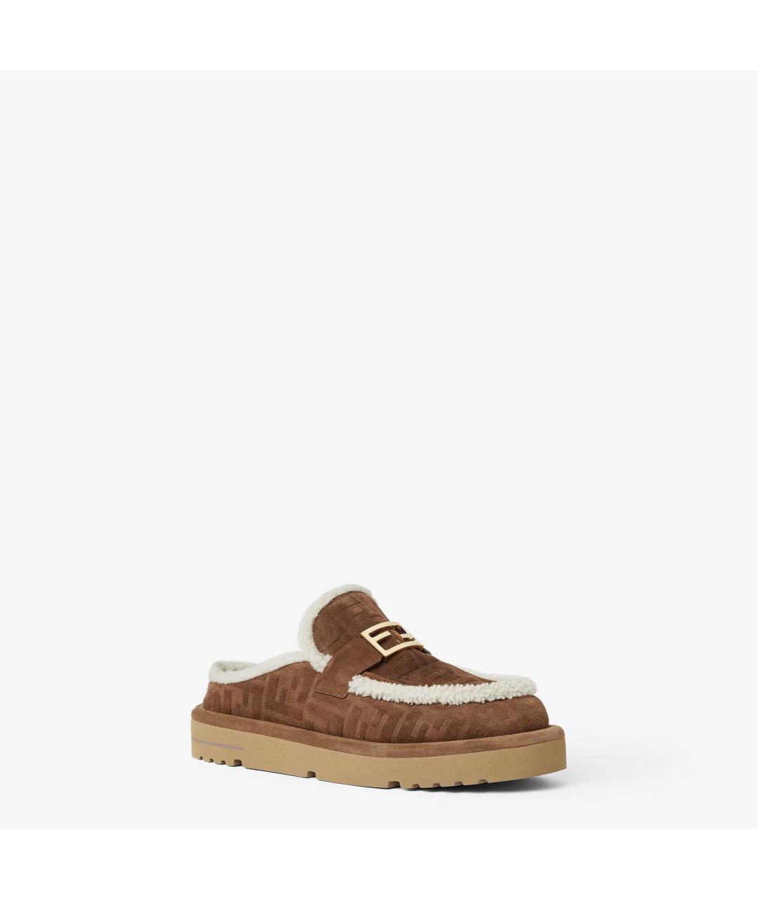 FENDI Коричневые замшевые лоферы, фото 2