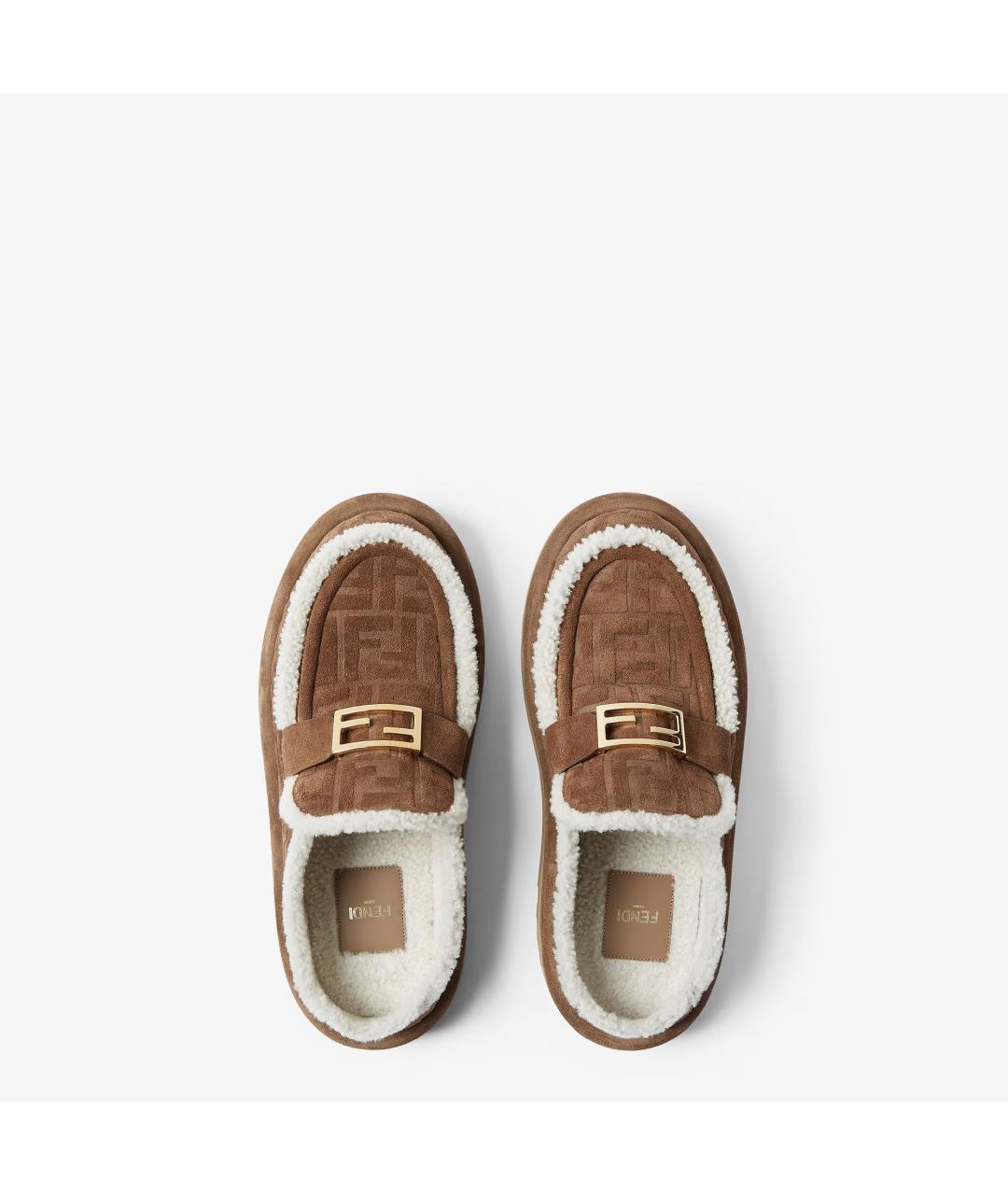 FENDI Коричневые замшевые лоферы, фото 4