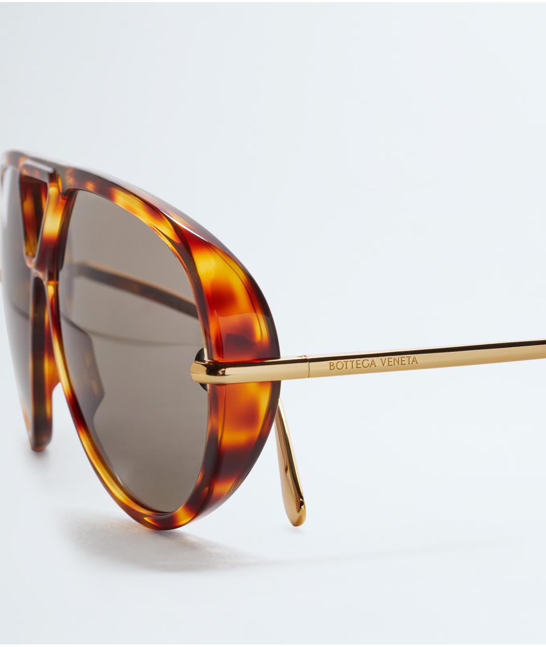 BOTTEGA VENETA Коричневые пластиковые солнцезащитные очки, фото 2