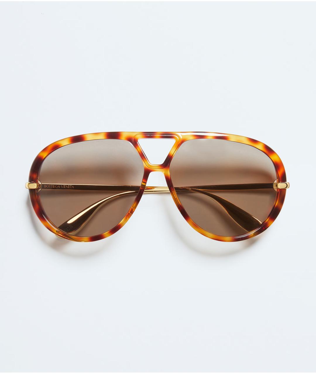 BOTTEGA VENETA Коричневые пластиковые солнцезащитные очки, фото 1