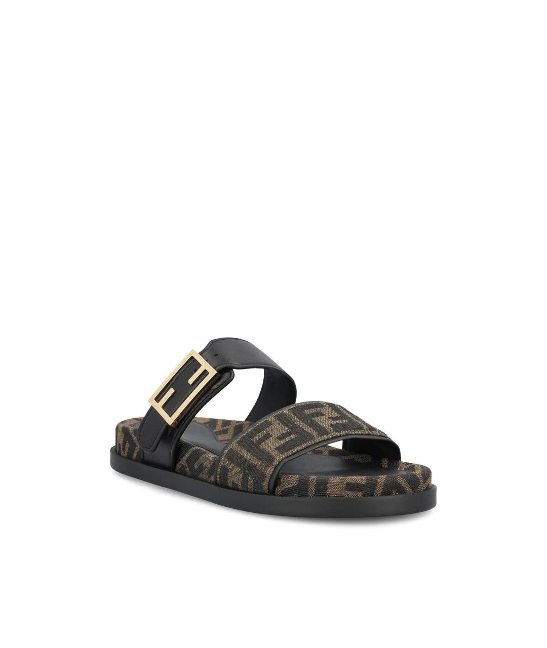 FENDI Коричневые текстильные сандалии, фото 4