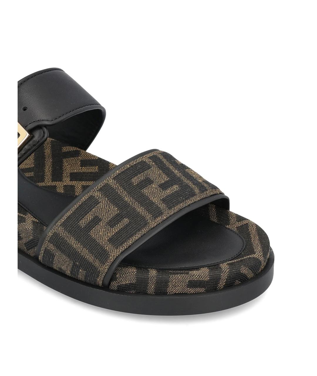 FENDI Коричневые текстильные сандалии, фото 3