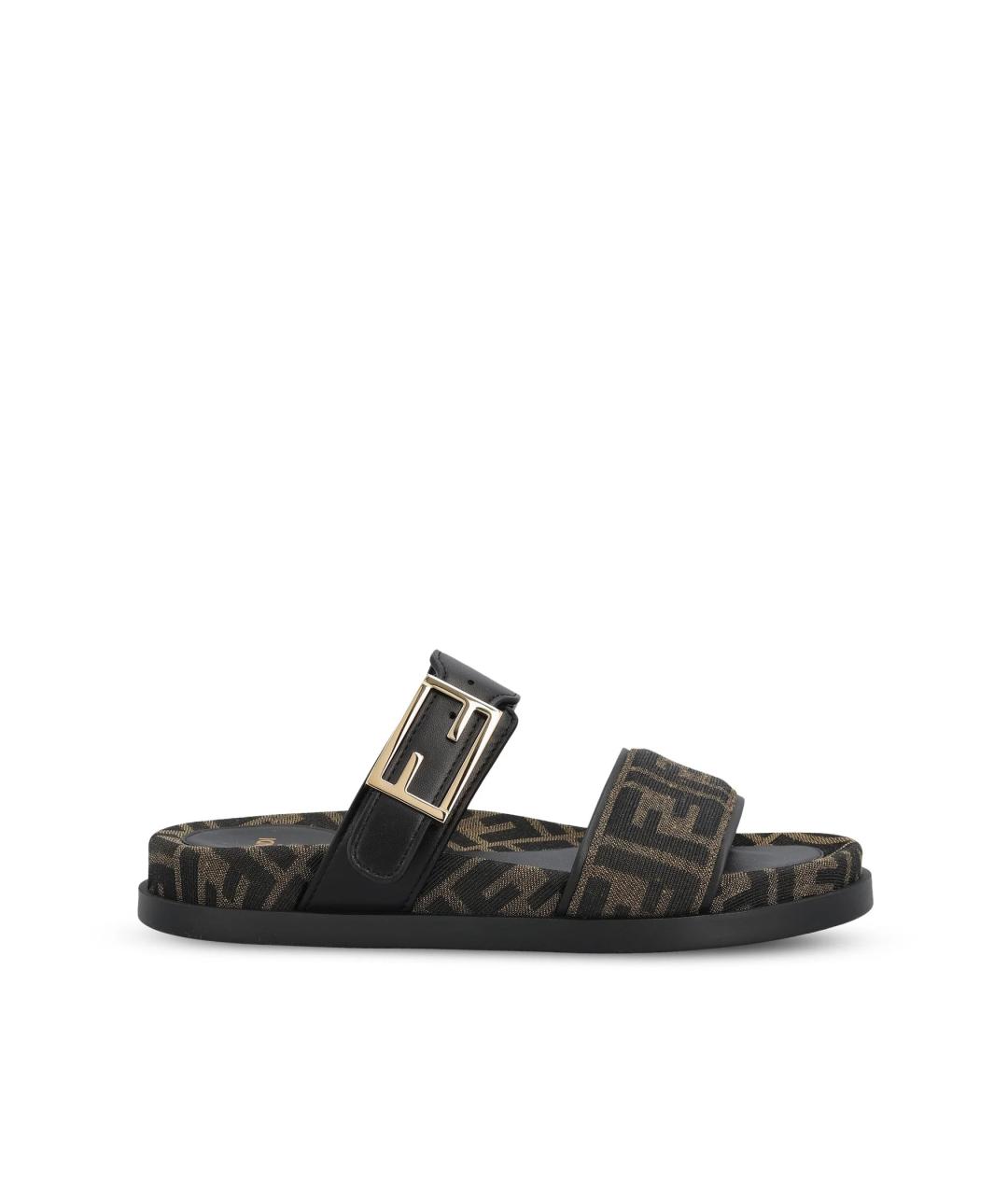 FENDI Коричневые текстильные сандалии, фото 1