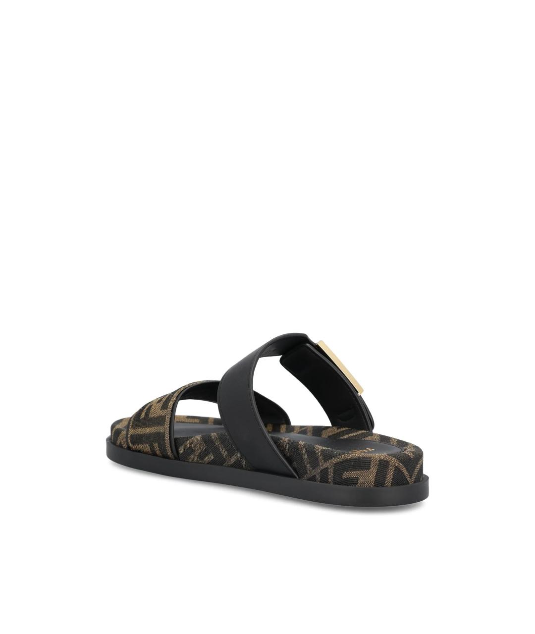 FENDI Коричневые текстильные сандалии, фото 2