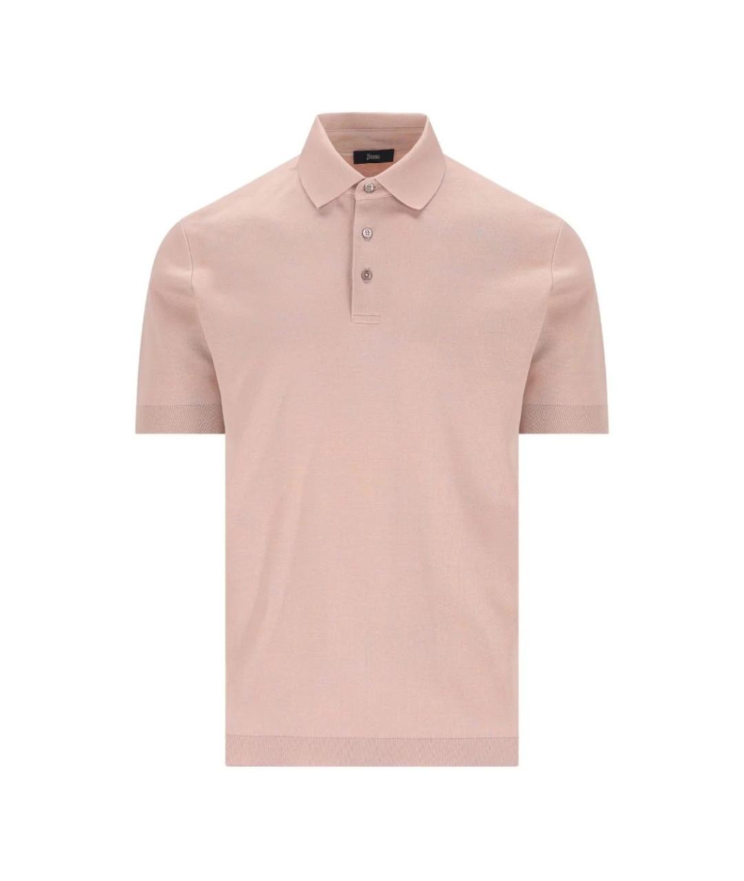 HERNO Розовое хлопковое поло с коротким рукавом, фото 1