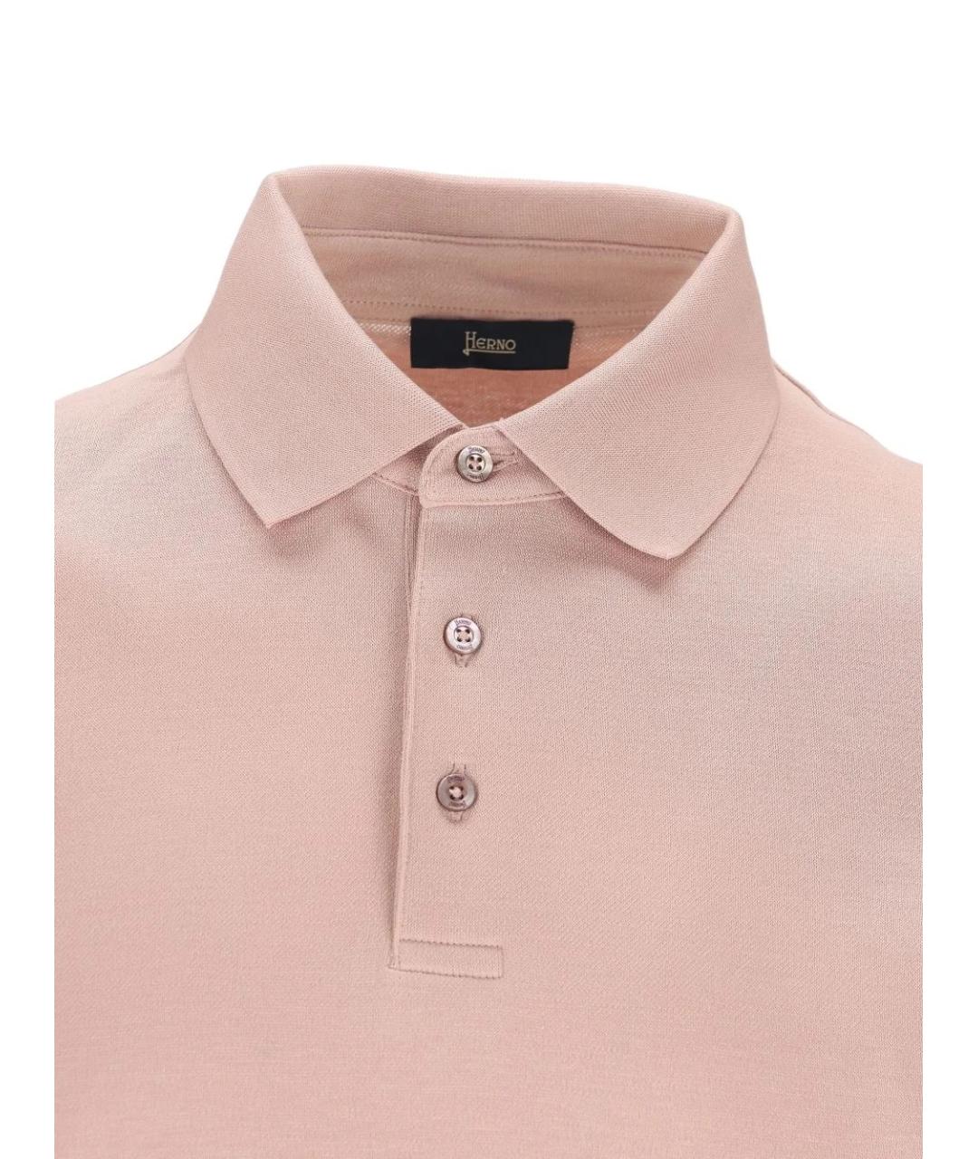 HERNO Розовое хлопковое поло с коротким рукавом, фото 4