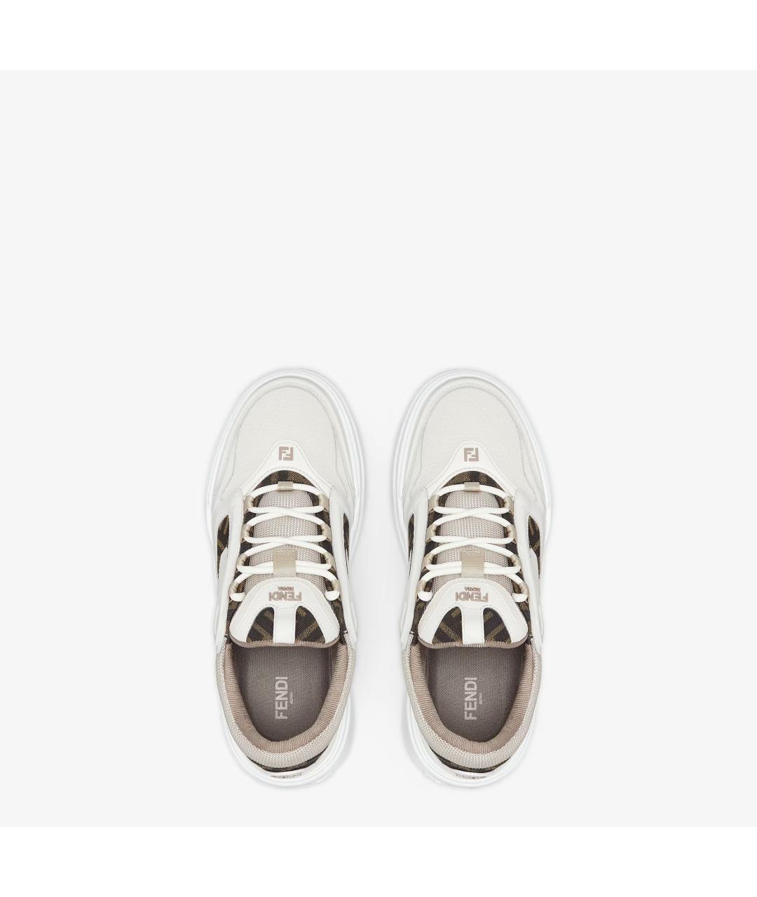 FENDI Белые кожаные низкие кроссовки / кеды, фото 4