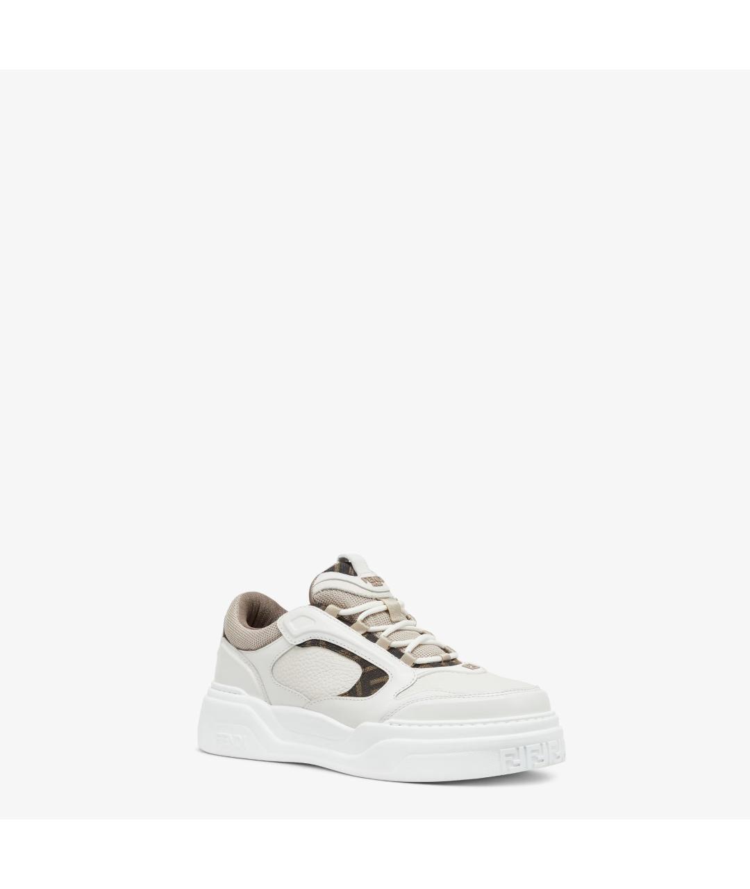 FENDI Белые кожаные низкие кроссовки / кеды, фото 2