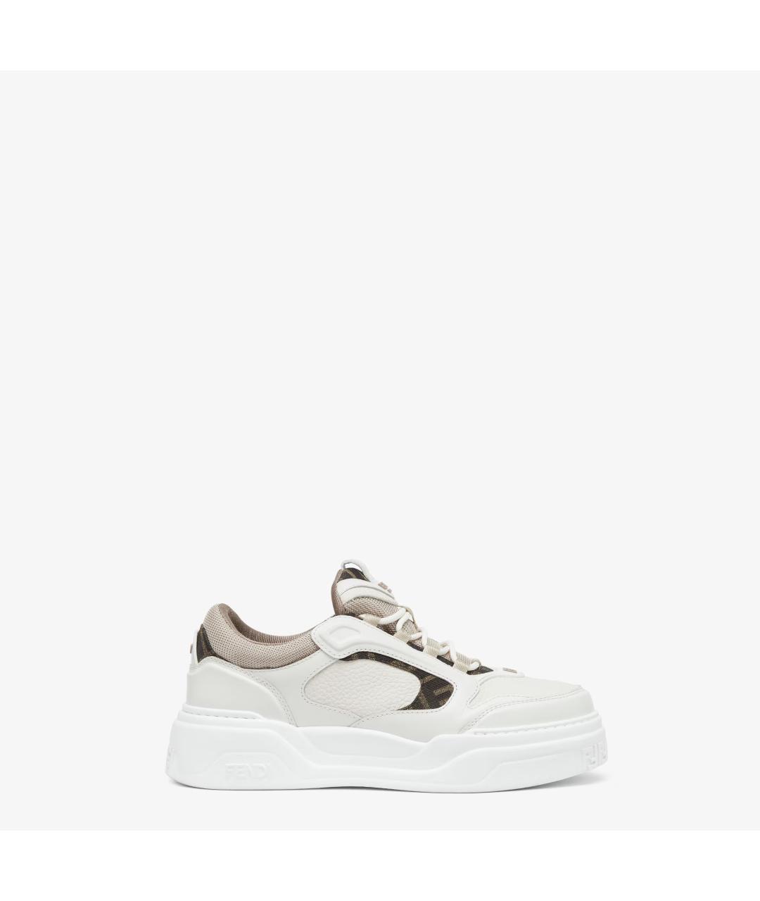 FENDI Белые кожаные низкие кроссовки / кеды, фото 1