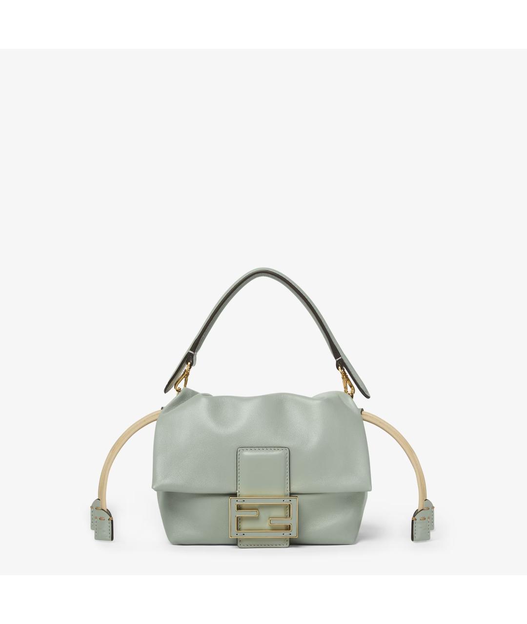 FENDI Голубая кожаная сумка с короткими ручками, фото 1