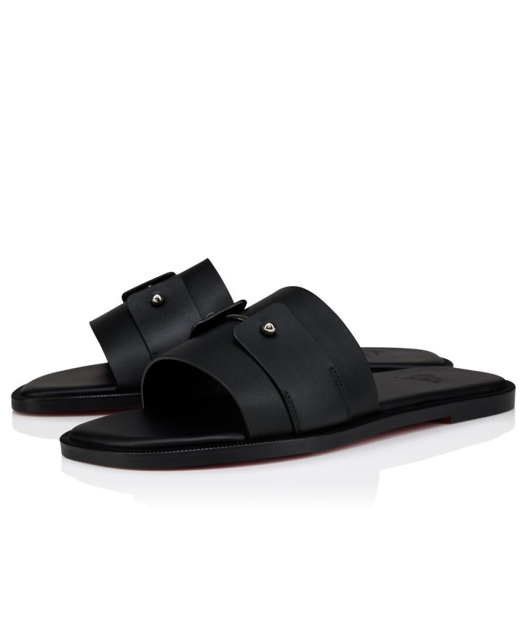 CHRISTIAN LOUBOUTIN Черные кожаные сандалии, фото 2