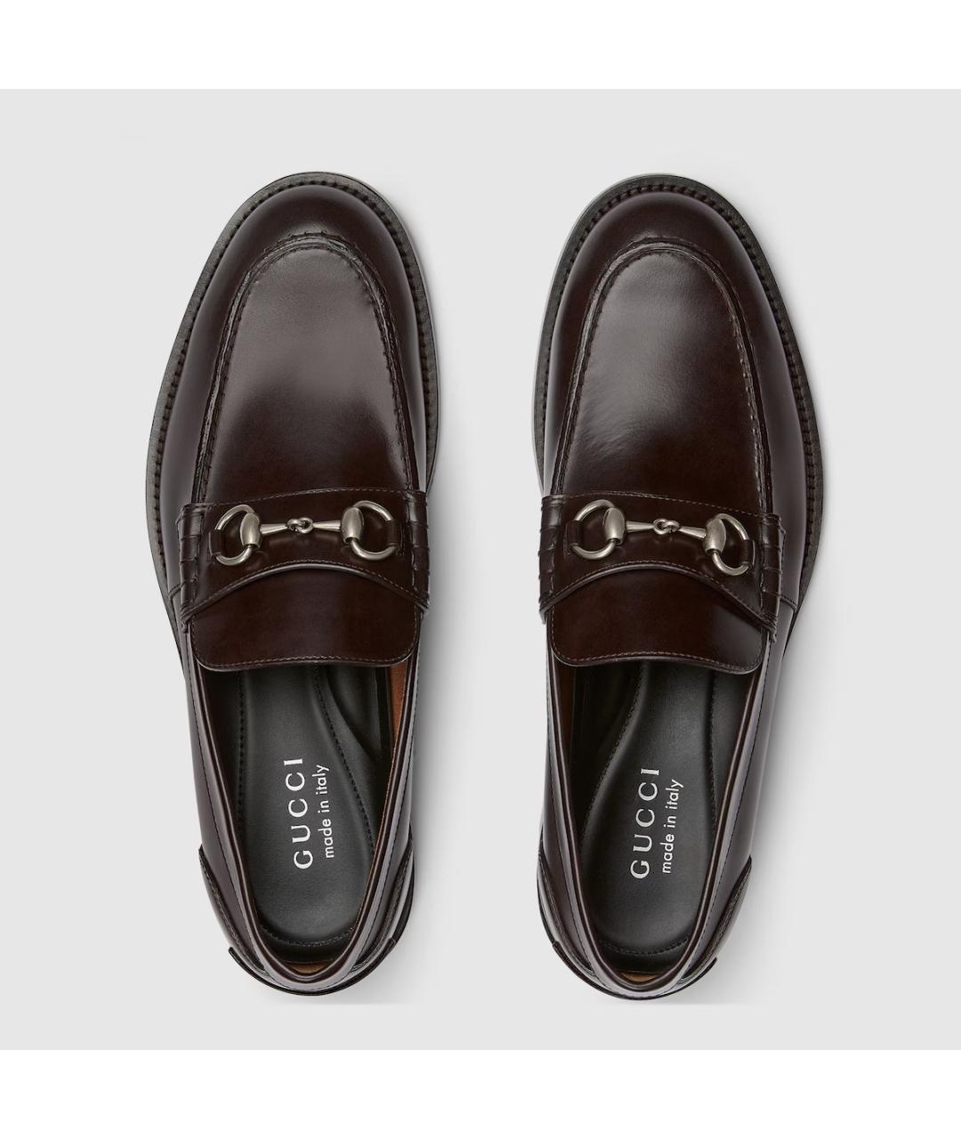 GUCCI Коричневые кожаные лоферы, фото 4