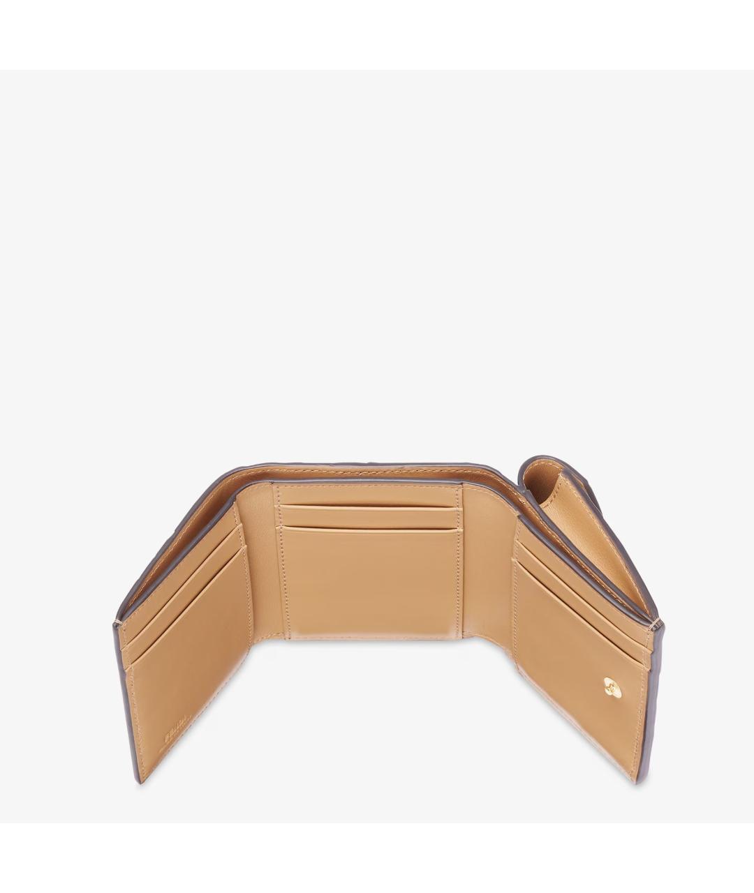 FENDI Бежевый кожаный кошелек, фото 4
